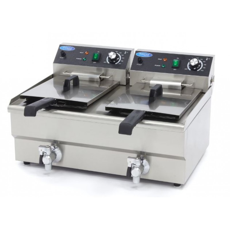 Olajsütő 2x13 literes, leeresztővel